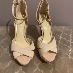 Pink platform pumps . Never worn